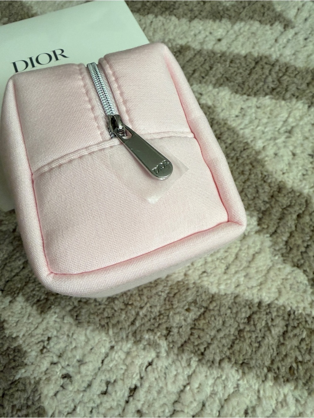 Dior Light Pink Embossed CD Cosmetic Pouch - Picture 3 of 6